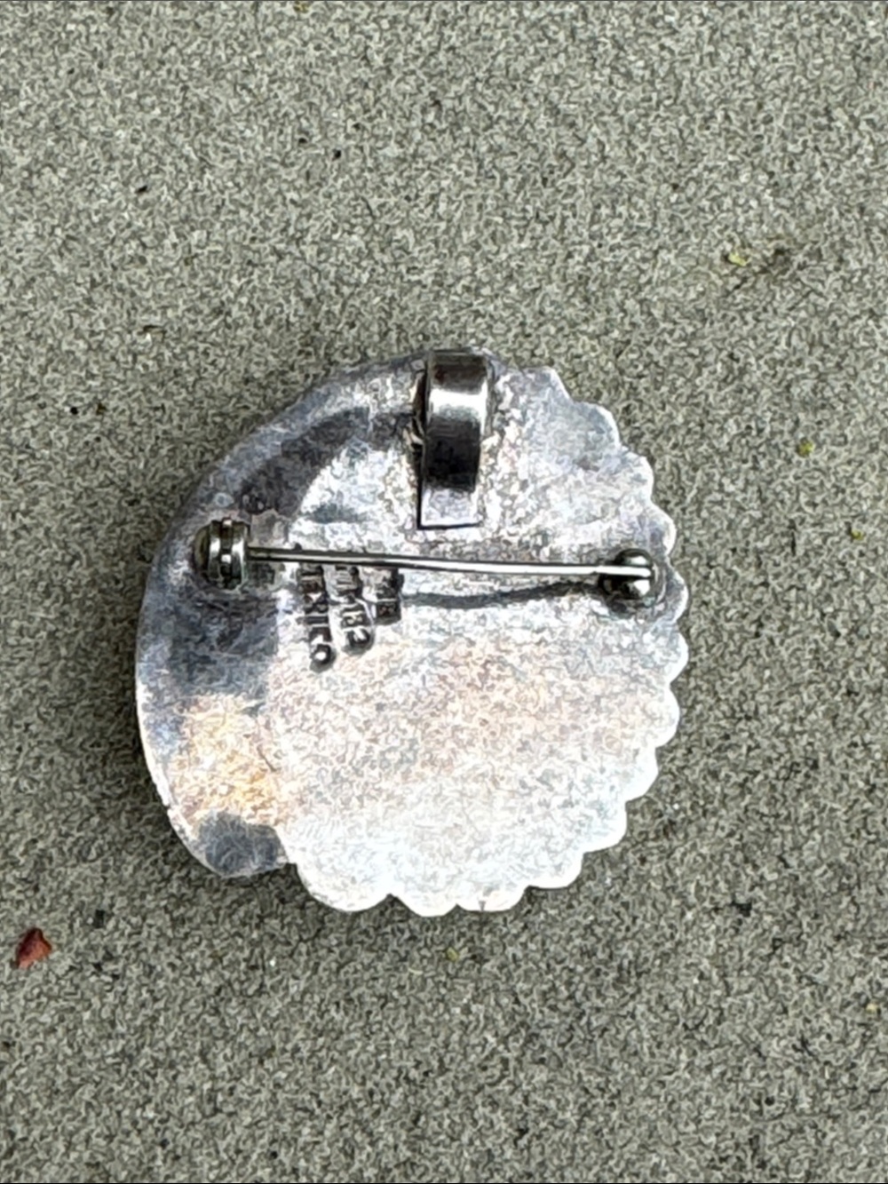 NATIVE AMERICAN STERLING SILVER AND ONYX PENDANT BROOCH PIN MEXICO - Picture 6 of 7